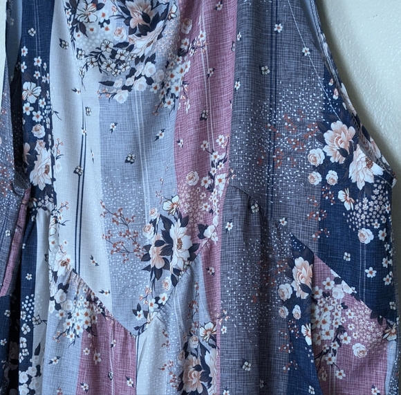 Floral Blue and Pink Wide Leg Romper - Picture 7 of 9